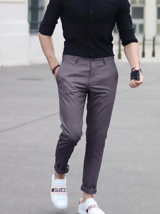 Louis Vicaci Interlock Stretchy Slim Fit Lycra Pent For Men-Light Purple-AZ157