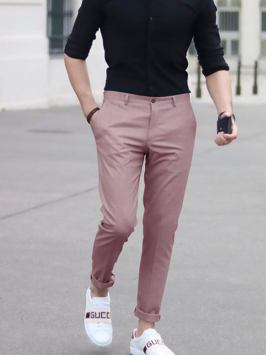 Louis Vicaci Interlock Stretchy Slim Fit Lycra Pent For Men-T Pink-AZ153