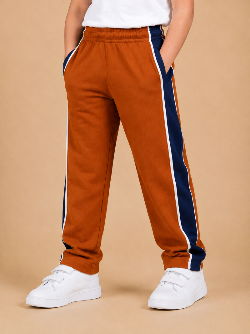 Premium Boys Trouser-Burnt Orange with Navy-T09