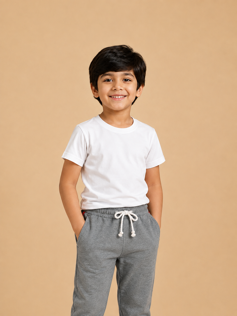 Kids Classic Plain White Cotton T-Shirt – Soft & Comfortable na7