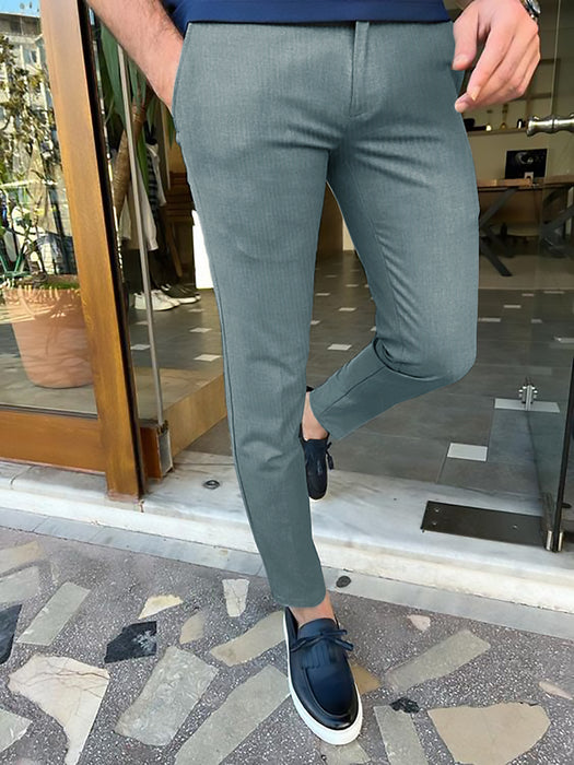 Louis Vicaci Interlock Stretchy Slim Fit Lycra Pent For Men-Cyan Blue-AZ159