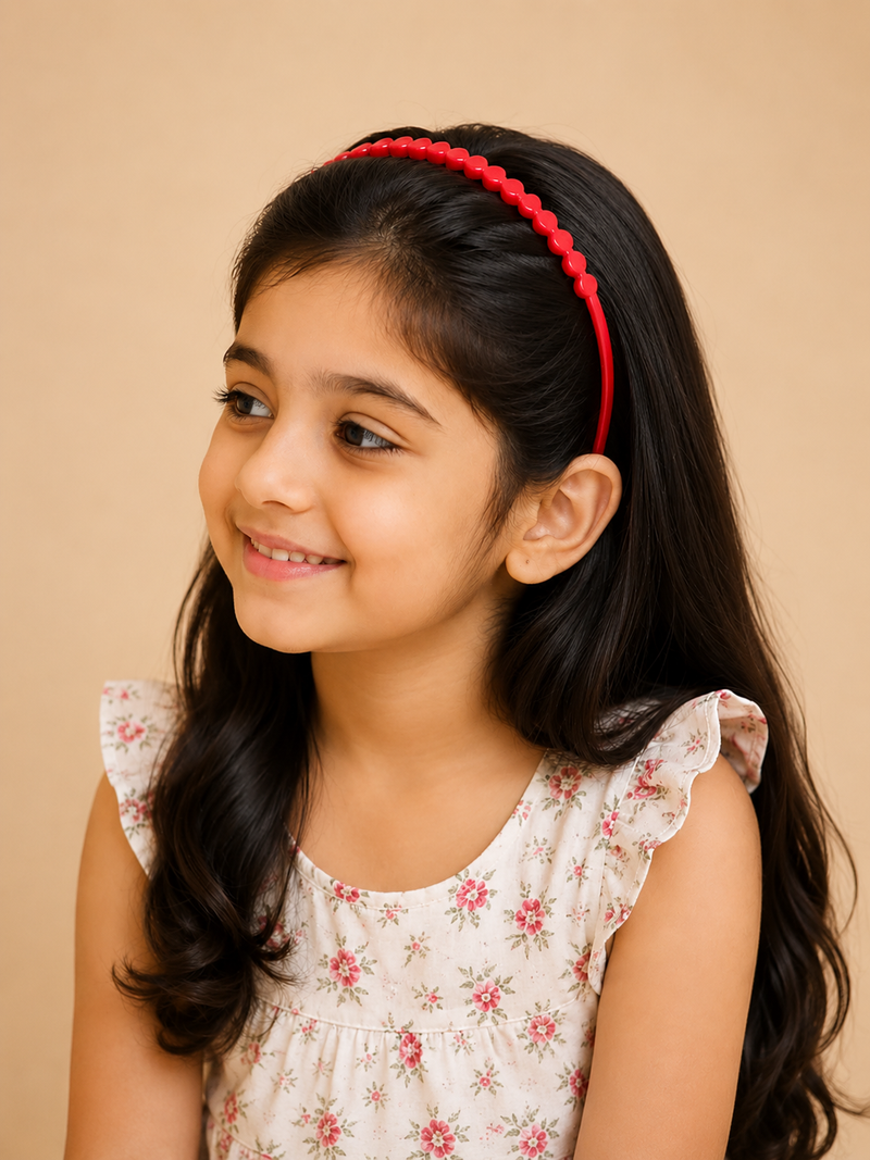 Red Beaded Hair Headband for Girls – Cute & Stylish Hair Band