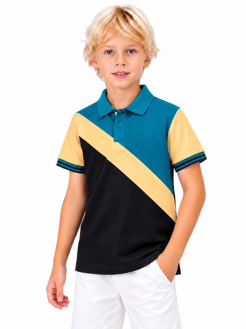 HB Summer P.Q Polo Shirt For Kids Teal, Yellow- hb06