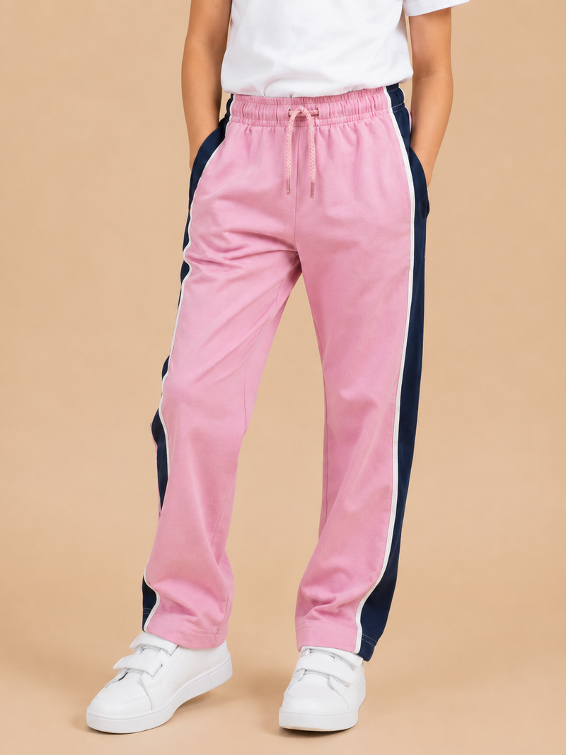 Premium Girls Trouser-Pink with Navy-T11