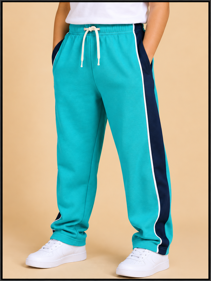 Premium Boys Trouser-Aqua Blue With Navy -T26