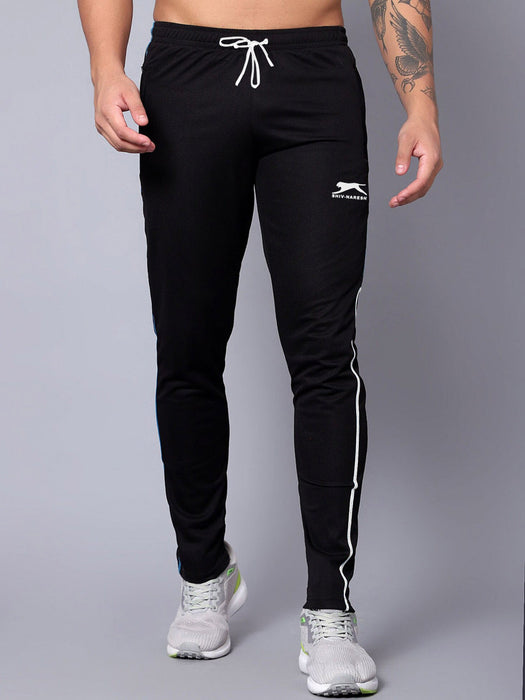 Slazenger Slim Fit Lycra Trouser For Men-Black with White Piping-RT2513