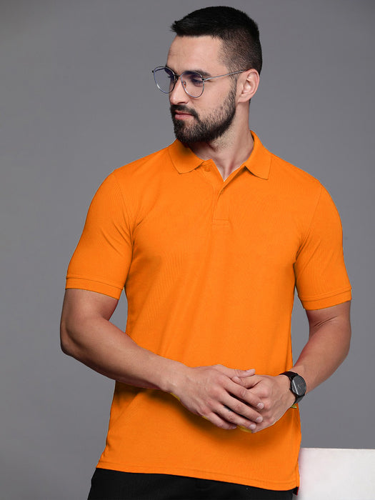 PYPR Summer Solid Polo Shirt For Men-Orange-BR13827