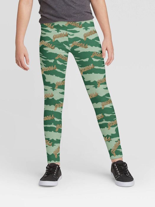 Guess Stylish Legging For Girls-Green Camouflage Allover Print-RT2508