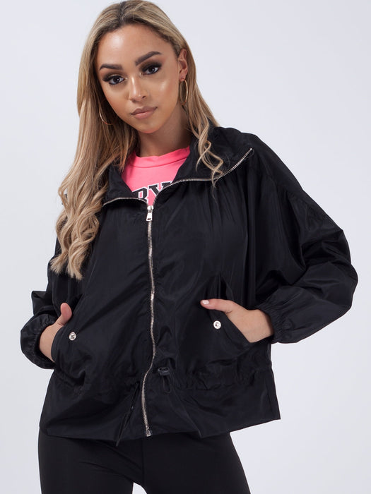 High Neck Hooded Festival Jacket For Ladies-Black-RT2544