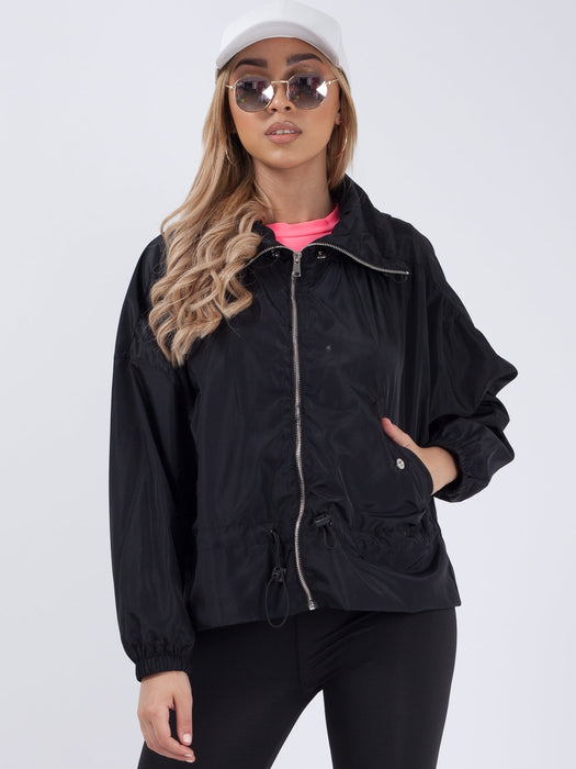 High Neck Hooded Festival Jacket For Ladies-Black-RT2544