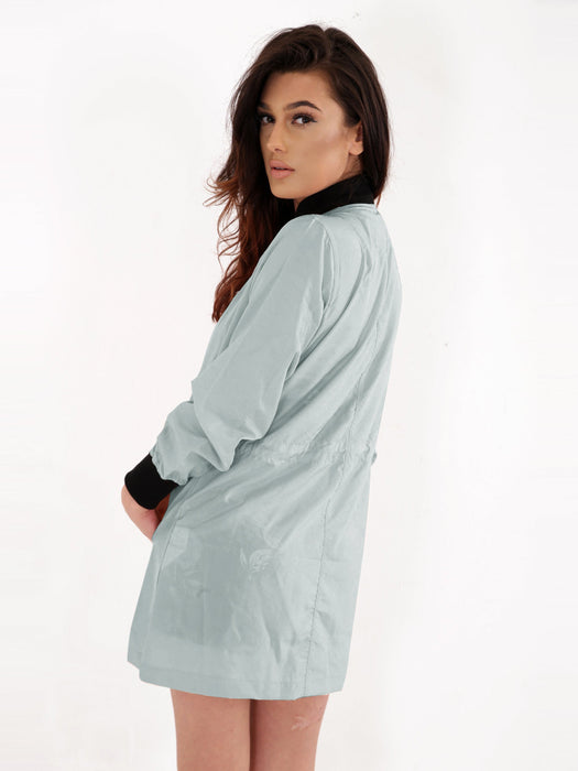 Boohoo Longline Lightweight Soft Shell Jacket For Ladies-Slate Blue-RT2564