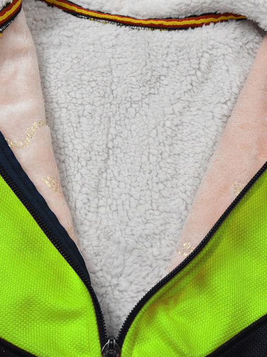 Mango Stylish Inner Fur Zipper Hoodie For Kids-Parrot & Navy-BR962