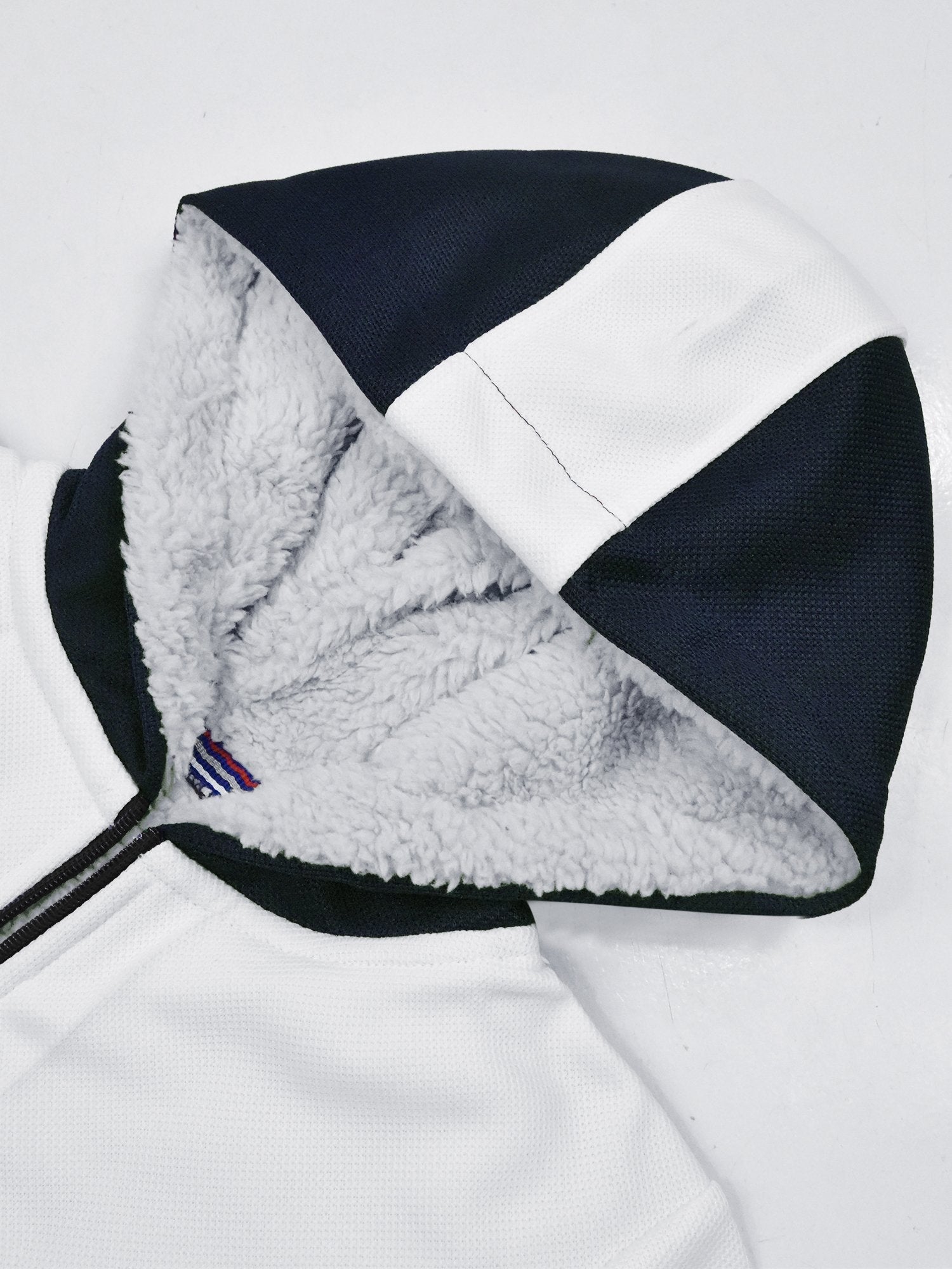 Mango Stylish Inner Quilted Fur Zipper Hoodie For Kids-White & Navy-BR956