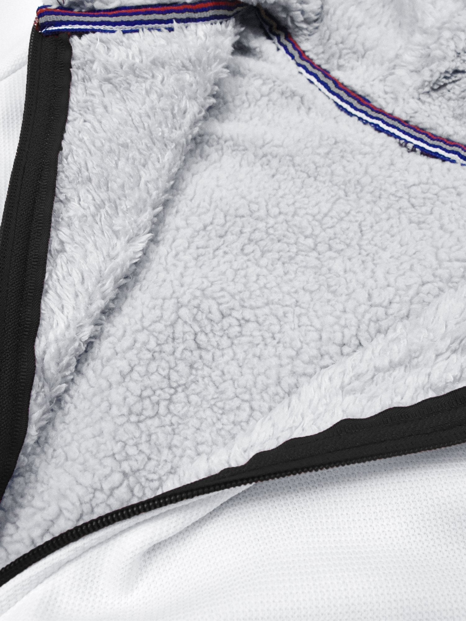Mango Stylish Inner Quilted Fur Zipper Hoodie For Kids-White & Navy-BR956