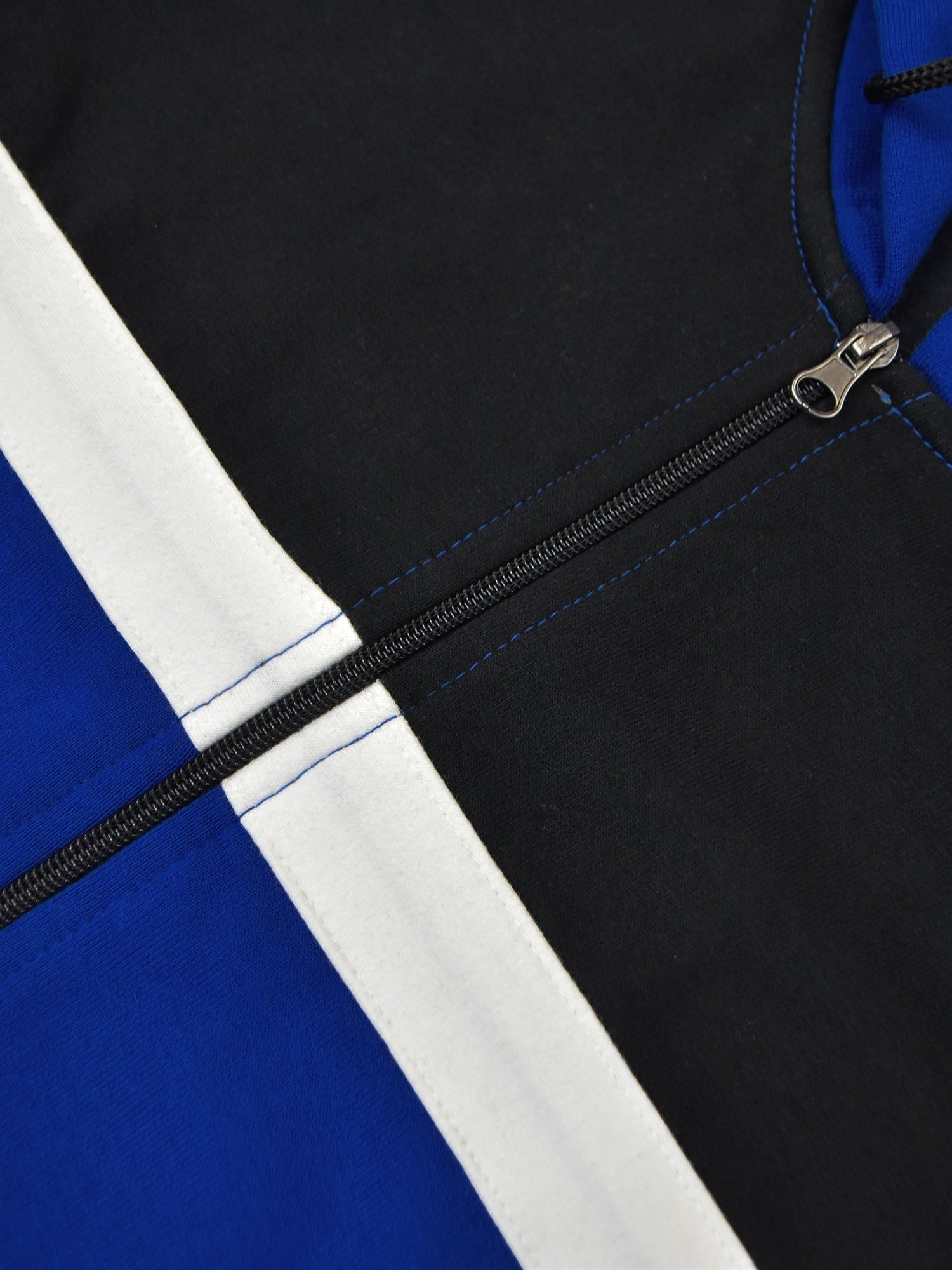 Next Full Zipper Fleece Hoodie For Kids-Blue with Black-SP987