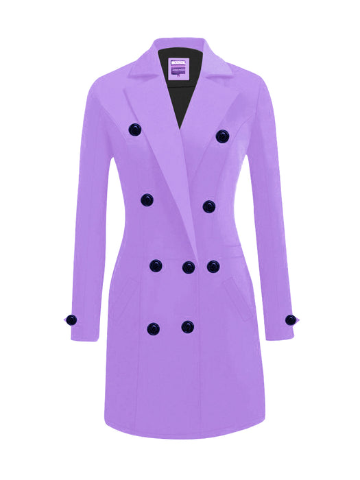 McKenzie Fleece Stylish Long Trench Coat For Ladies-Light Purple-BR1229