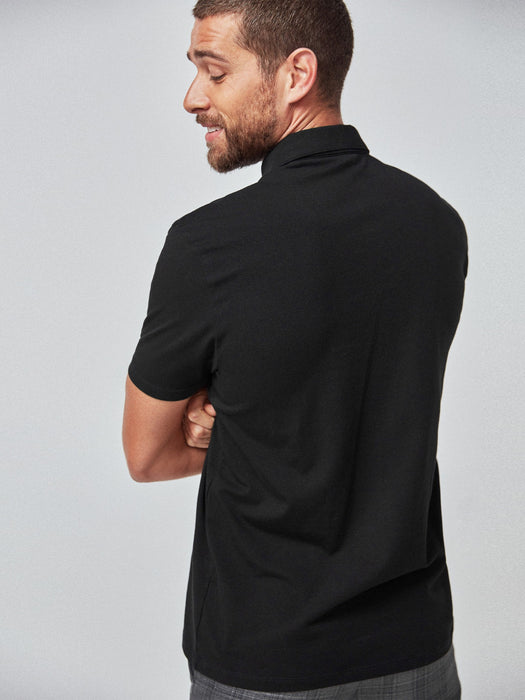 Loops Single Jersey Polo Shirt For Men-Black-BR13153