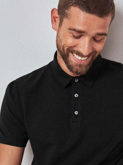 Loops Single Jersey Polo Shirt For Men-Black-BR13153