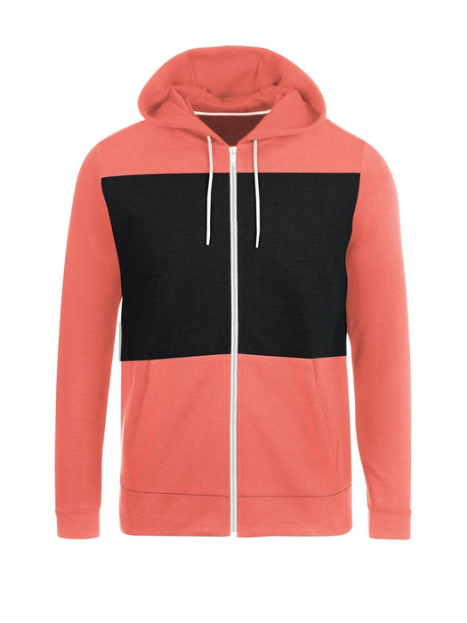 Next Fleece Zipper Hoodie For Men-Orange with Black Panel-SP463