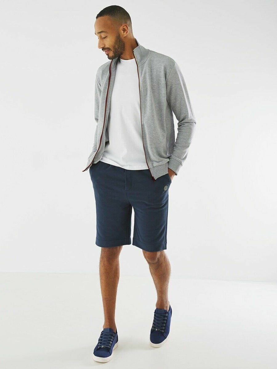 Next Fleece Zipper Mock Neck For Men-Grey Melange-BR1797