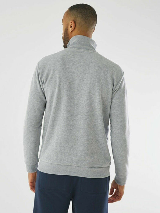 Next Fleece Zipper Mock Neck For Men-Grey Melange-BR1797
