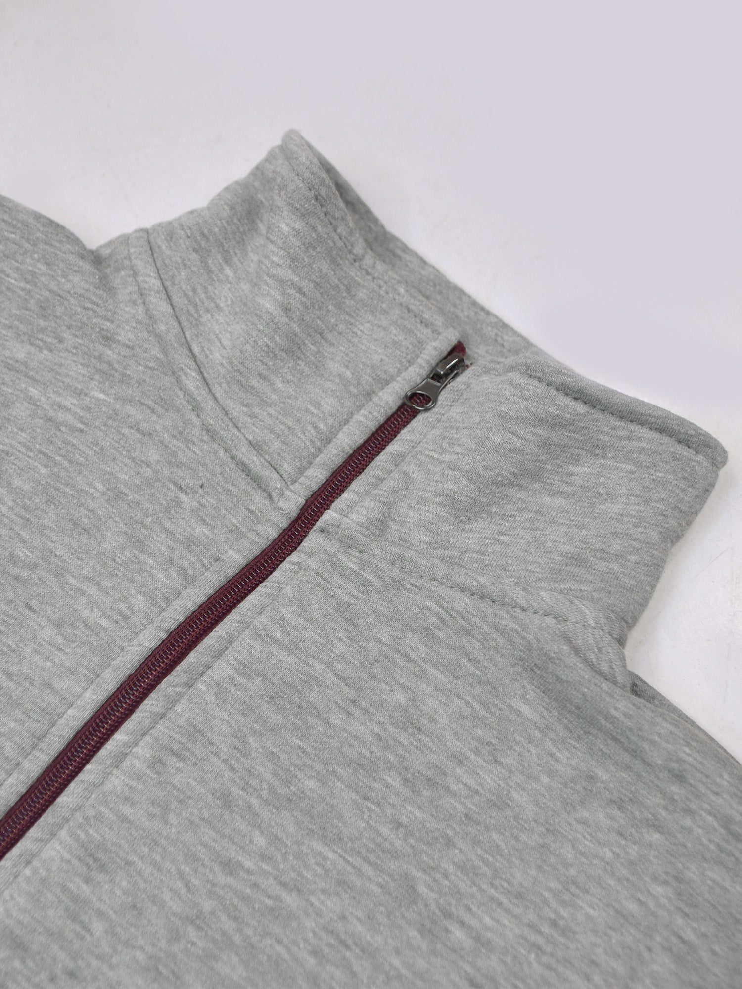 Next Fleece Zipper Mock Neck For Men-Grey Melange-BR1797