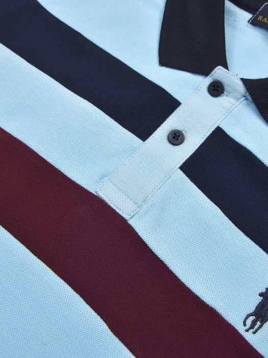 PRL Summer Polo Shirt For Men-Light Sky with Navy & Maroon Panel-BR13097