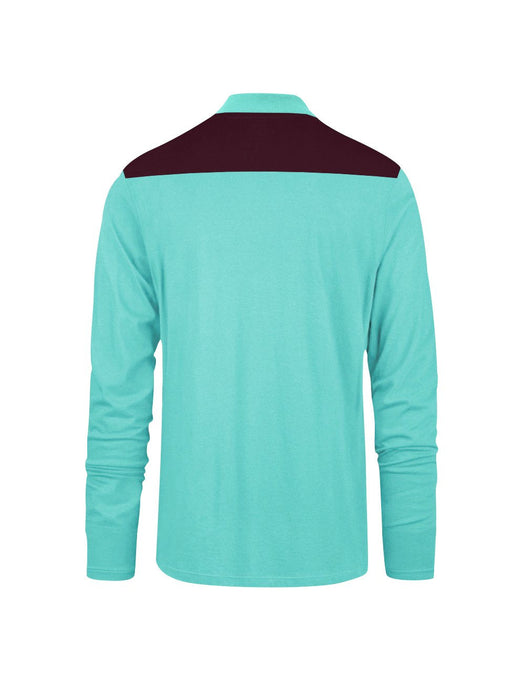 Louis Vicaci Long Sleeve Polo For Men-Cyan Green with Maroon-BR892