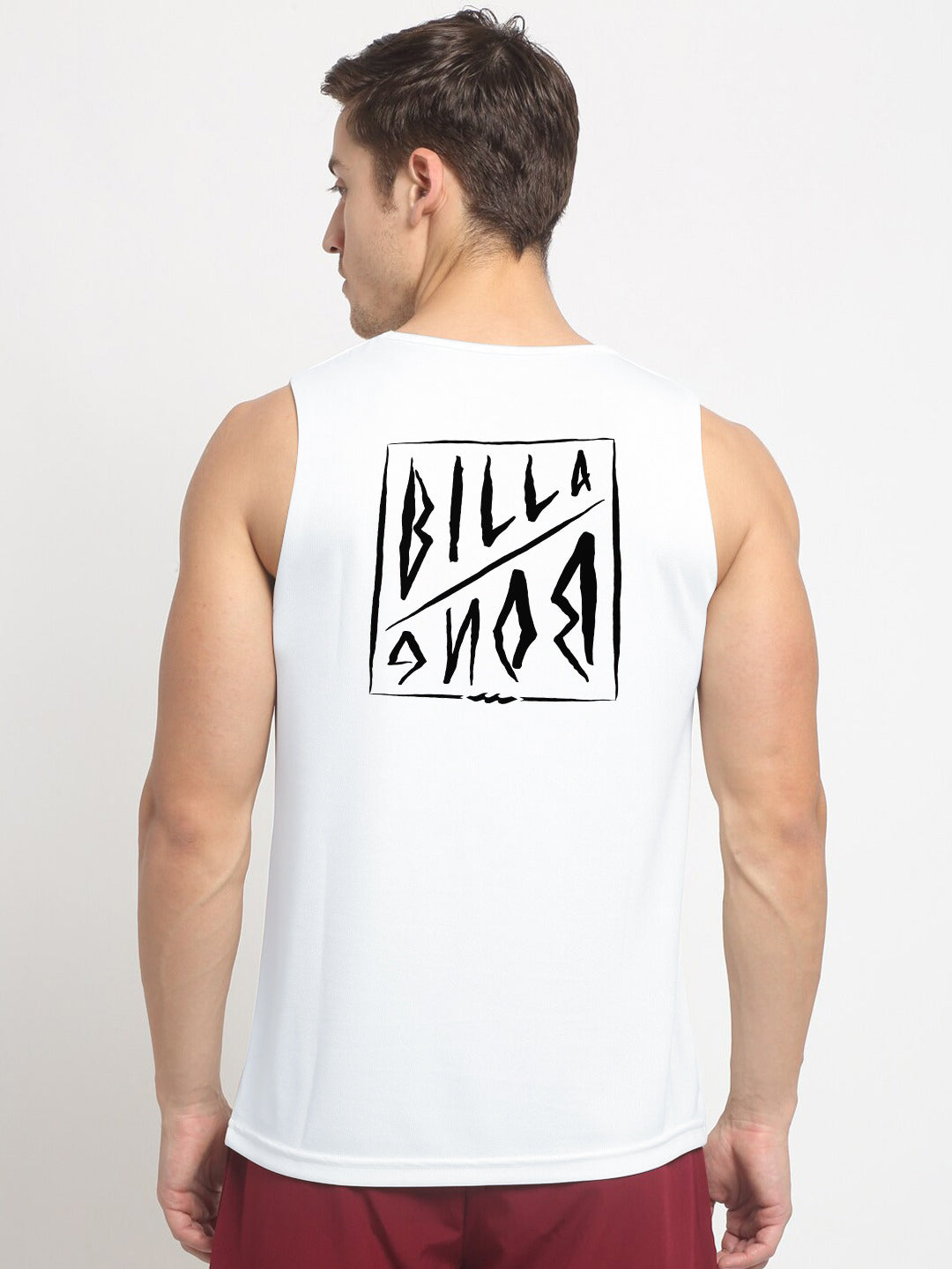 BB Single Jersey Sleeveless Tee Shirt For Men-White-RT785