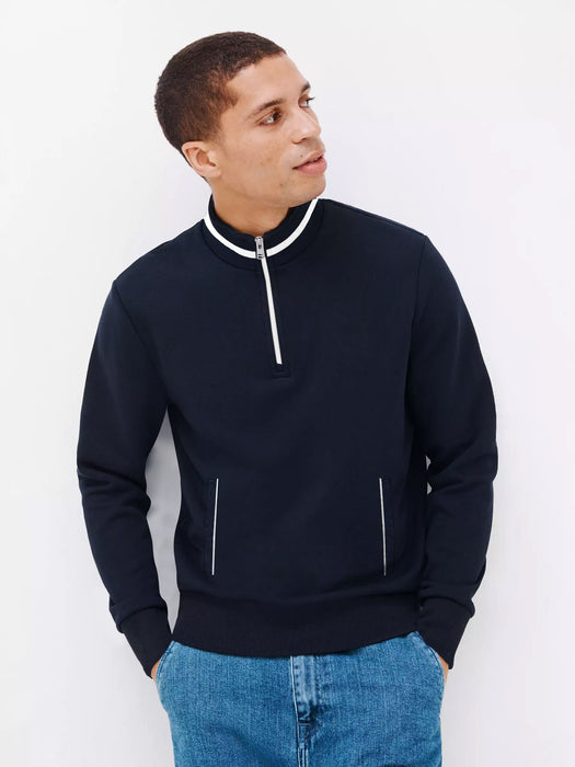 Louis Vicaci Fleece Stylish 1/4 Zipper Mock Neck For Men-Navy-BR1024