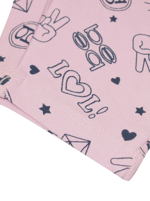 Next Summer Signle Jersey Baby Girl Short For Kids-Baby Pink with All Over Print-RT2511