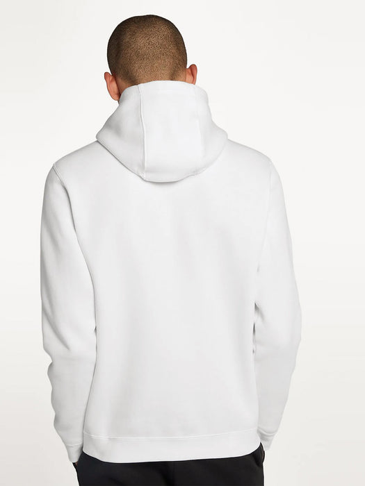 NK Fleece White & Navy Embroidery Pullover Hoodie For Men-White-BR14360