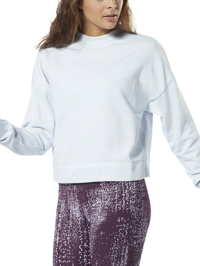 NYC Polo Training Essentials Marble Crew Sweatshirt For Ladies-Ice Mint Melange-BR978