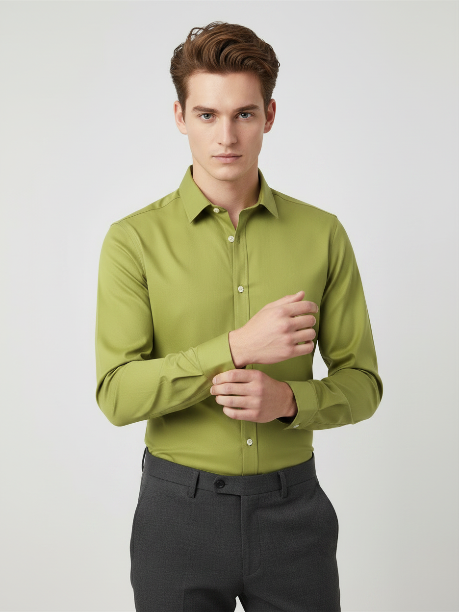 Rawgear 4 Side Lycra Slim Fit Long Sleeve Casual Shirt For Men-Pistachio-RG16