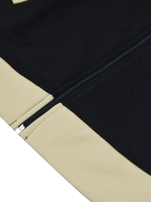 P&B Sleeveless Mock Neck Zipper Jacket For Men-Black & Skin-BR1793