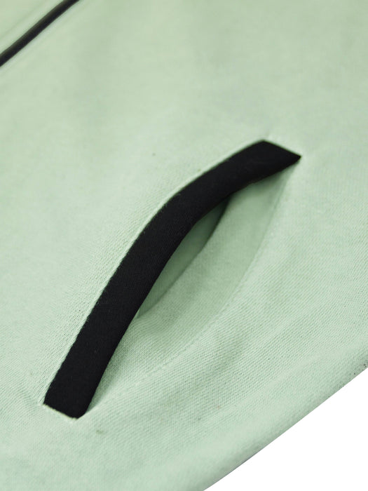 P&B Sleeveless Mock Neck Zipper Jacket For Men-Cyan Green & Black-BR1789