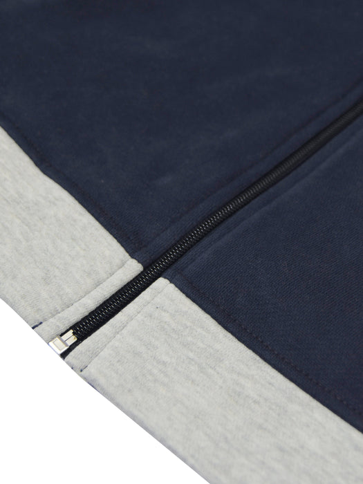 P&B Sleeveless Mock Neck Zipper Jacket For Men-Mid Navy & Grey Melange-BR1792