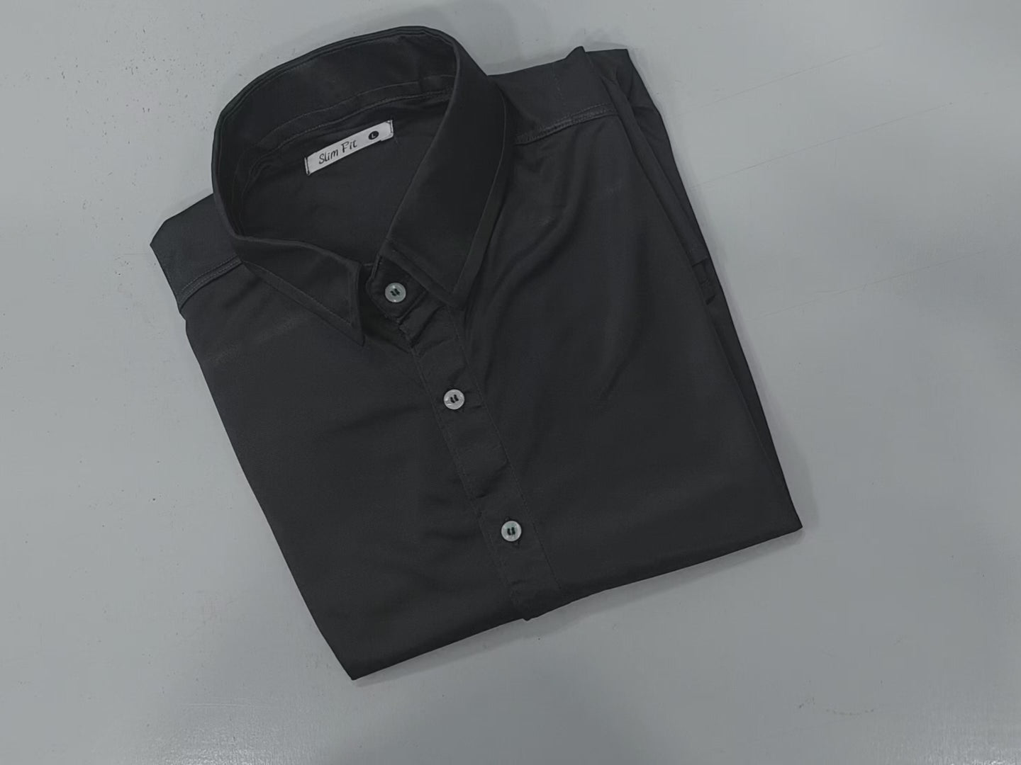 Louis Vicaci Super Stretchy Slim Fit Long Sleeve Summer Formal Casual Shirt For Men-Black-BR13477