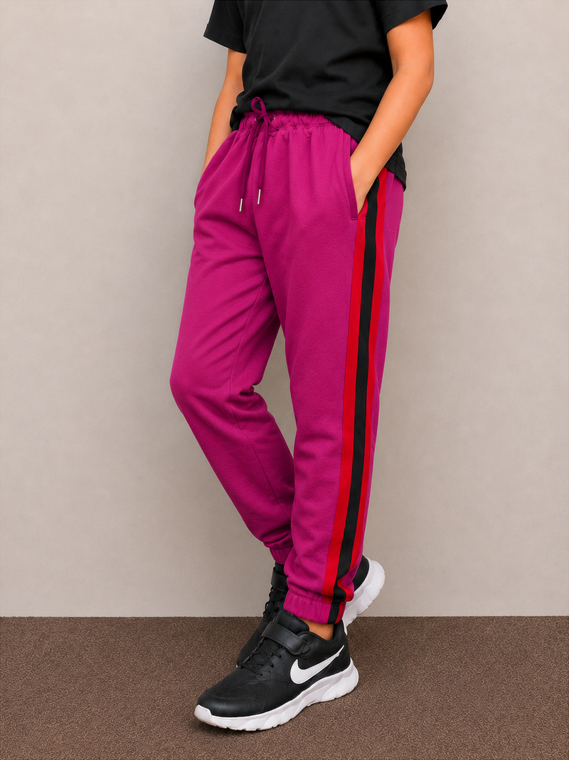 Premium Kids single jersey Trouser purpul pink with ,Side Stripe p21