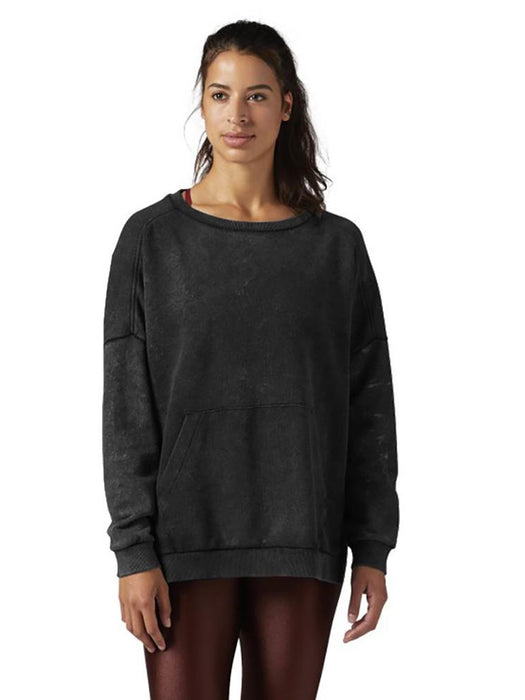 RB Favorite Oversized Crew Sweatshirt For Ladies-Black Faded-BR12881
