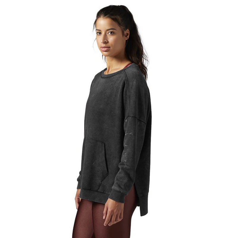 RB Favorite Oversized Crew Sweatshirt For Ladies-Black Faded-BR12881