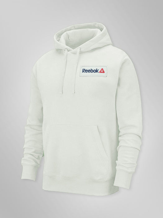 RB Fleece Pullover Hoodie For Men-White Smoke with Navy Embroidery-BE13179