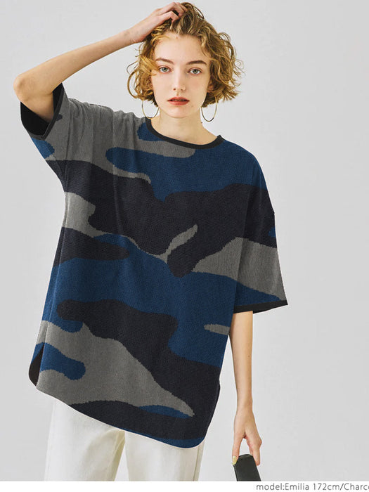 Denimus Fashion Half Sleeve Wool Sweater For Women-All Over Print-AZ117