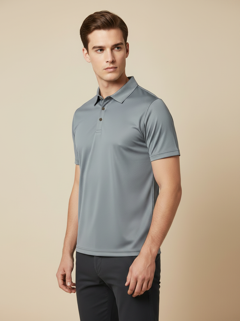 Stylish Spandex Dry Polo Shirt For Men-Light Grey-BE8347