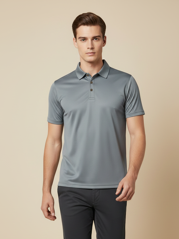 Stylish Spandex Dry Polo Shirt For Men-Light Grey-BE8347