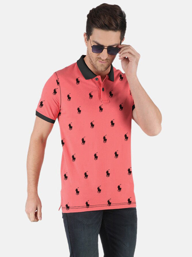Summer Polo Shirt For Men-Dark Pink-AN3958