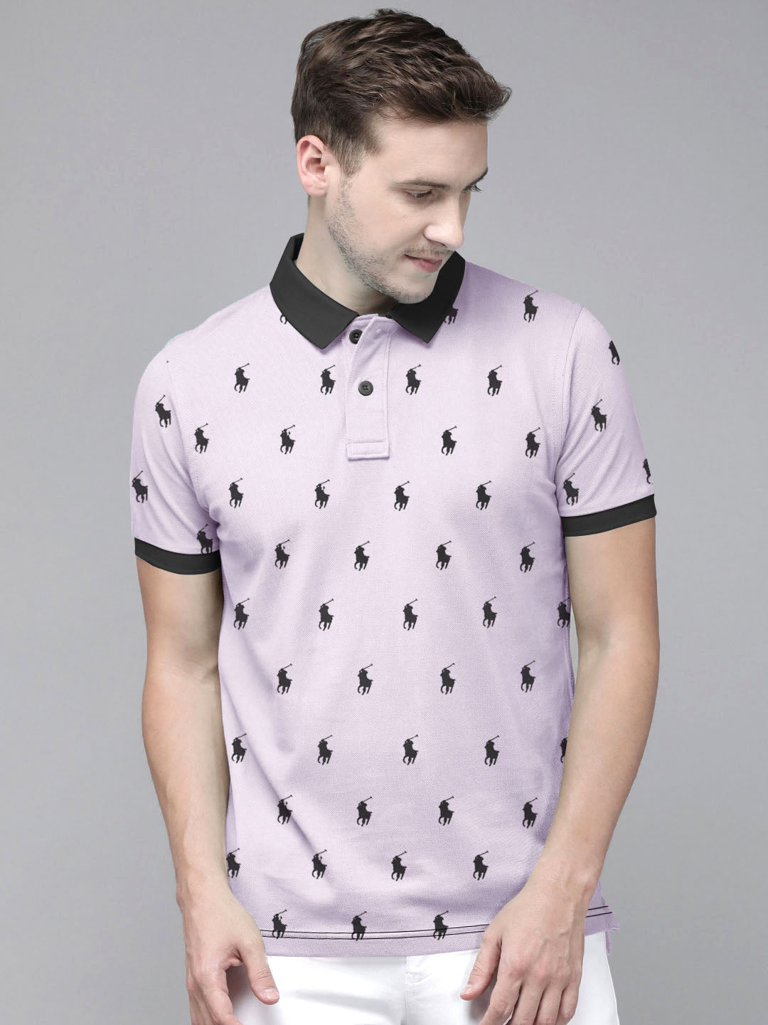 Summer Polo Shirt For Men-Light Purple-AN3967