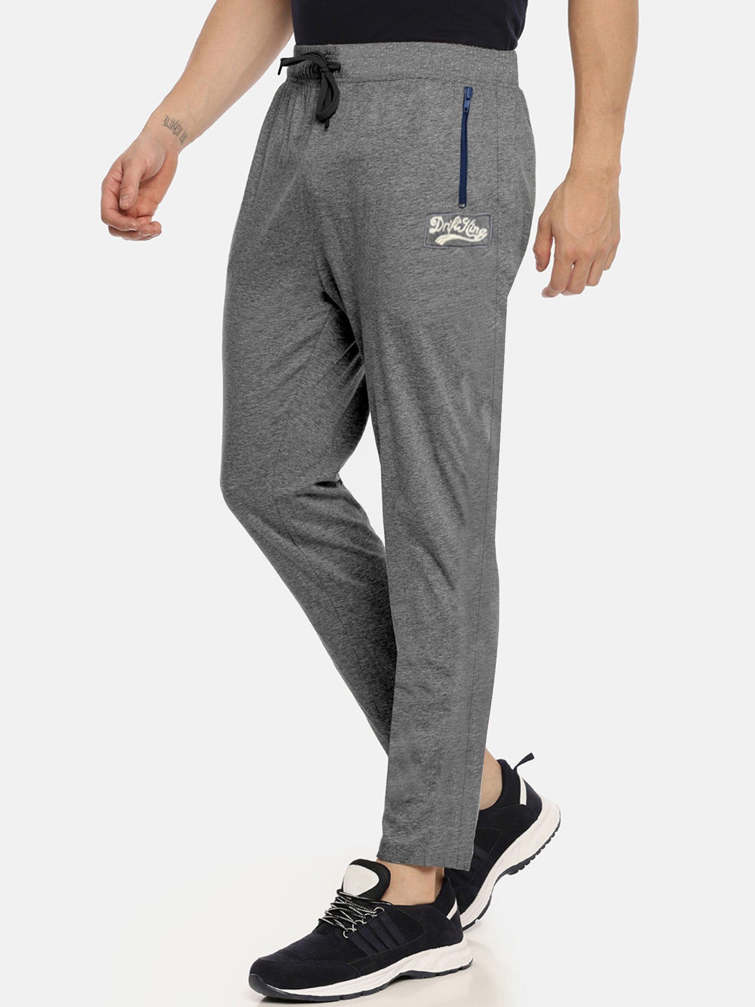 Drift King Regular Fit Light Fleece Jogger Trouser For Men-Charcoal Melange-BR1088