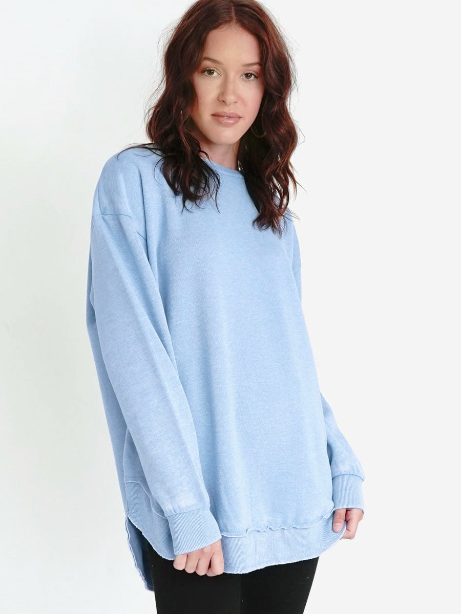 Royce Burnout Faded Fleece Sweatshirt For LadiesSkyBR976 Brandsroots