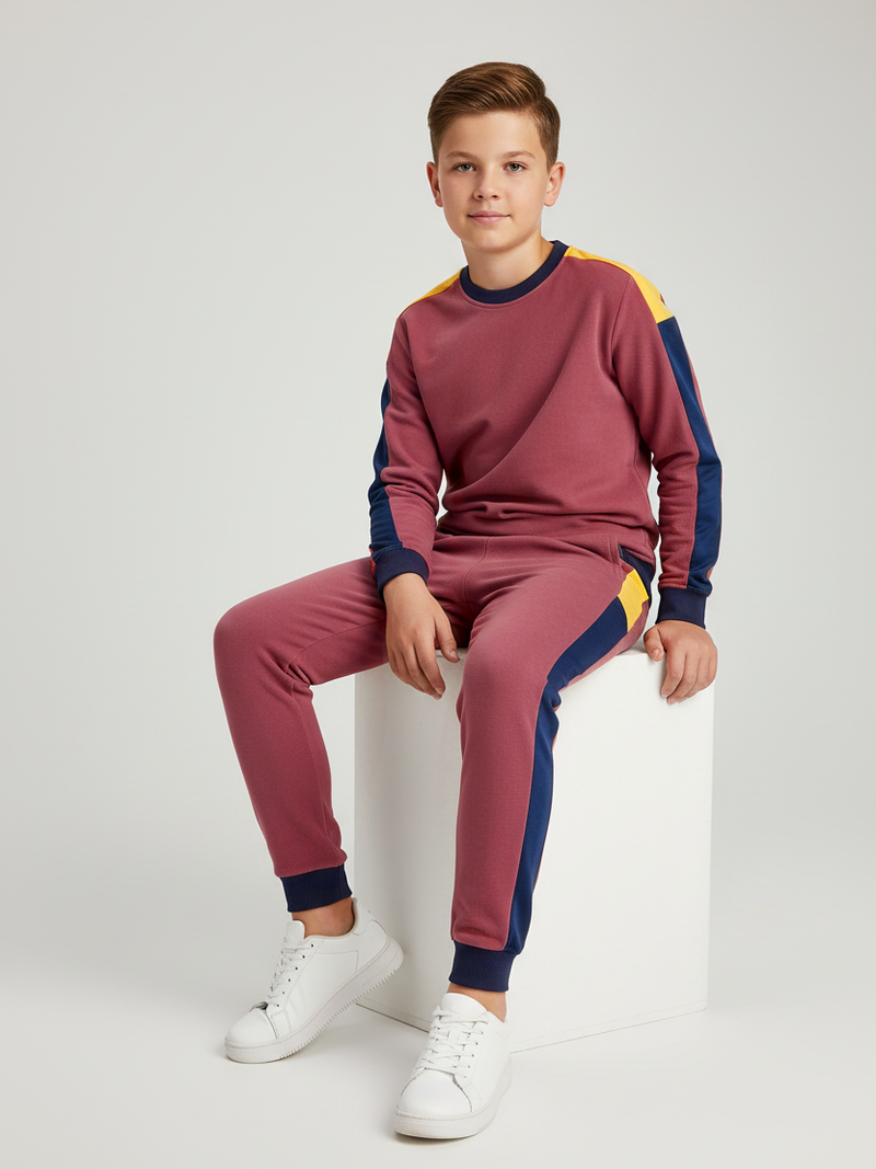 Stylish Summer Interlock Fabric Tracksuit For Kids-Light Red-SDF23